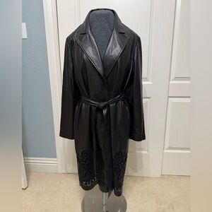 Elegant Black Faux Leather Women's Coat